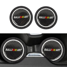 Load image into Gallery viewer, Brand New 2PCS Ralliart Real Carbon Fiber Car Cup Holder Pad Water Cup Slot Non-Slip Mat Universal