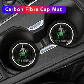Brand New 2PCS Tein Real Carbon Fiber Car Cup Holder Pad Water Cup Slot Non-Slip Mat Universal
