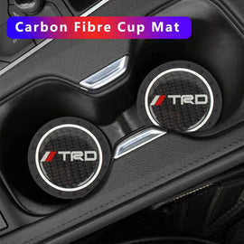 Brand New 2PCS TRD Real Carbon Fiber Car Cup Holder Pad Water Cup Slot Non-Slip Mat Universal