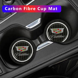 Brand New 2PCS Cadillac Real Carbon Fiber Car Cup Holder Pad Water Cup Slot Non-Slip Mat Universal