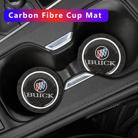 Brand New 2PCS Buick Real Carbon Fiber Car Cup Holder Pad Water Cup Slot Non-Slip Mat Universal