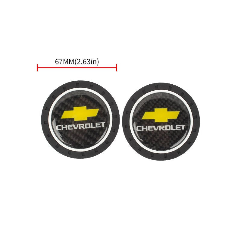 Brand New 2PCS Chevrolet Real Carbon Fiber Car Cup Holder Pad Water Cup Slot Non-Slip Mat Universal