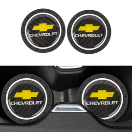 Brand New 2PCS Chevrolet Real Carbon Fiber Car Cup Holder Pad Water Cup Slot Non-Slip Mat Universal