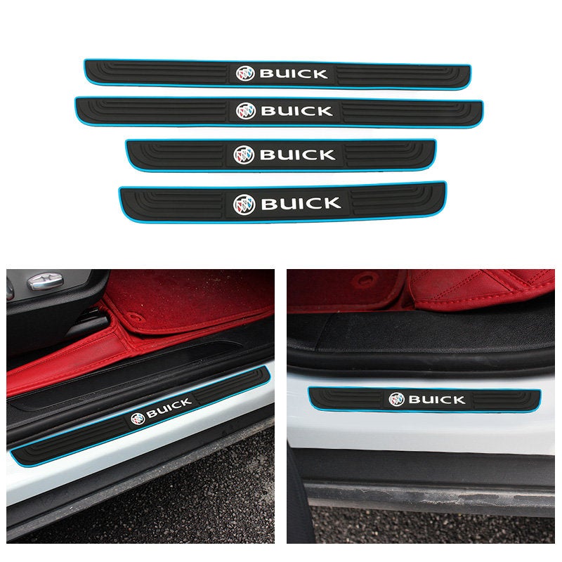Brand New 4PCS Universal Buick Blue Rubber Car Door Scuff Sill Cover Panel Step Protector