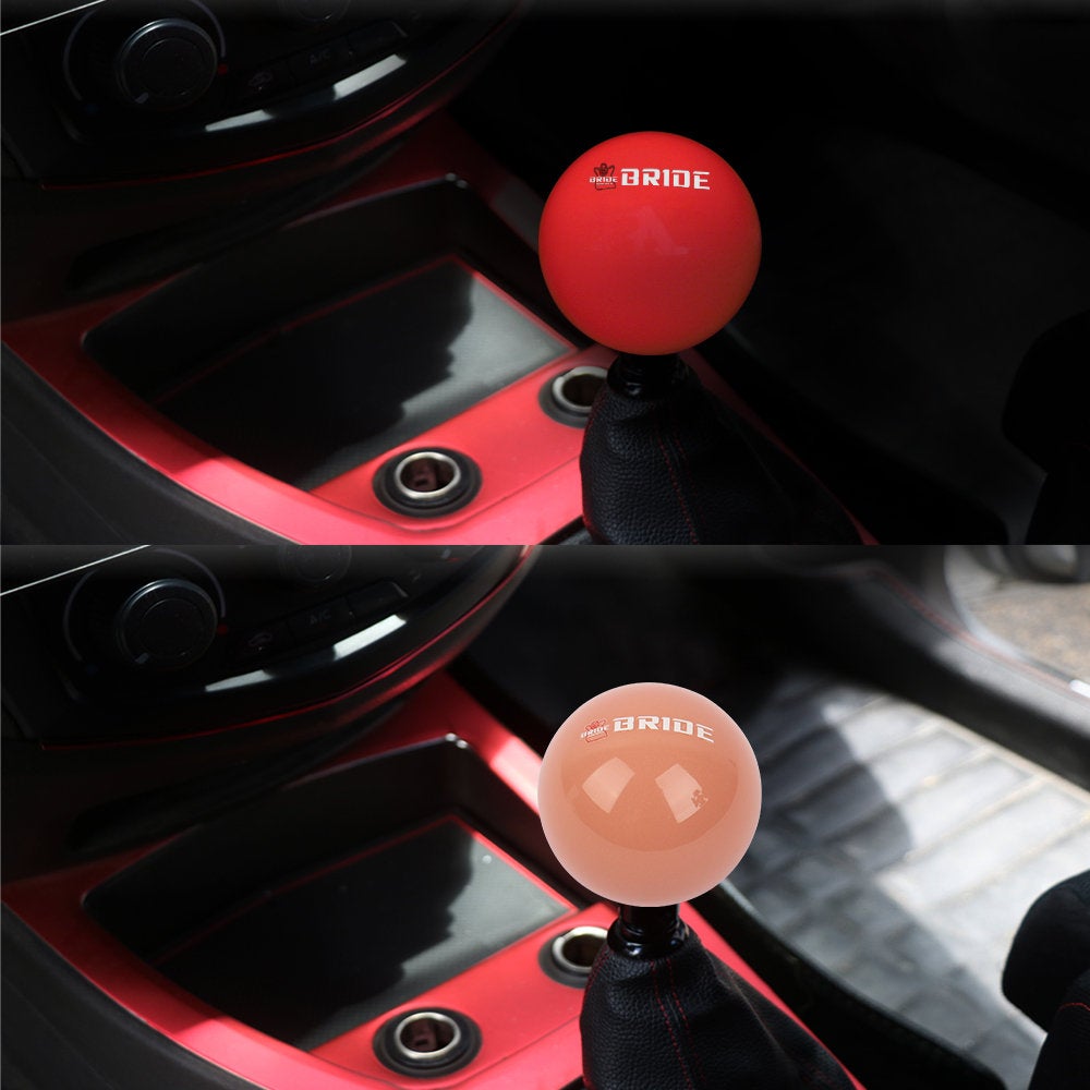 Brand New Universal Bride JDM Glow In The Dark Red Round Ball Shift Knob For Toyota Scion Wrx Subaru M12X1.25 M8 M10 M12 Thread
