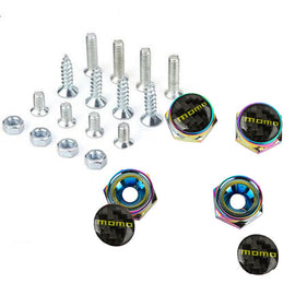 Brand New 4PCS Momo Racing Car License Plate Carbon Screw Bolt Cap Cover Screw Bolt
