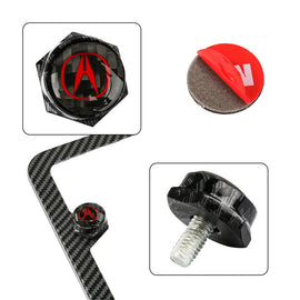 Brand New 4PCS Acura Racing Car License Plate Carbon Fiber Screw Bolt Cap Cover Screw Bolt