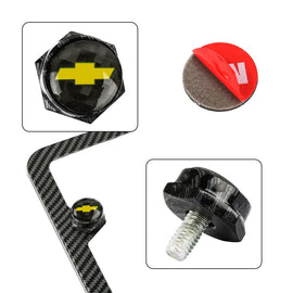 Brand New 4PCS Chevrolet Racing Car License Plate Carbon Fiber Screw Bolt Cap Cover Screw Bolt