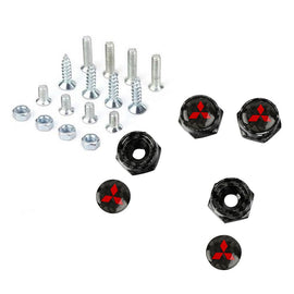 Brand New 4PCS Mitsubishi Racing Car License Plate Carbon Fiber Screw Bolt Cap Cover Screw Bolt