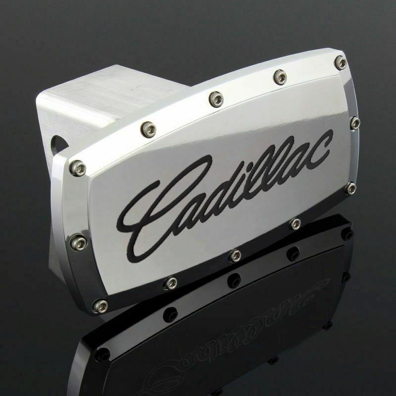Brand New Cadillac Silver Tow Hitch Cover Plug Cap 2" Trailer Receiver Engraved Billet Allen Bolts Official Licensed Products