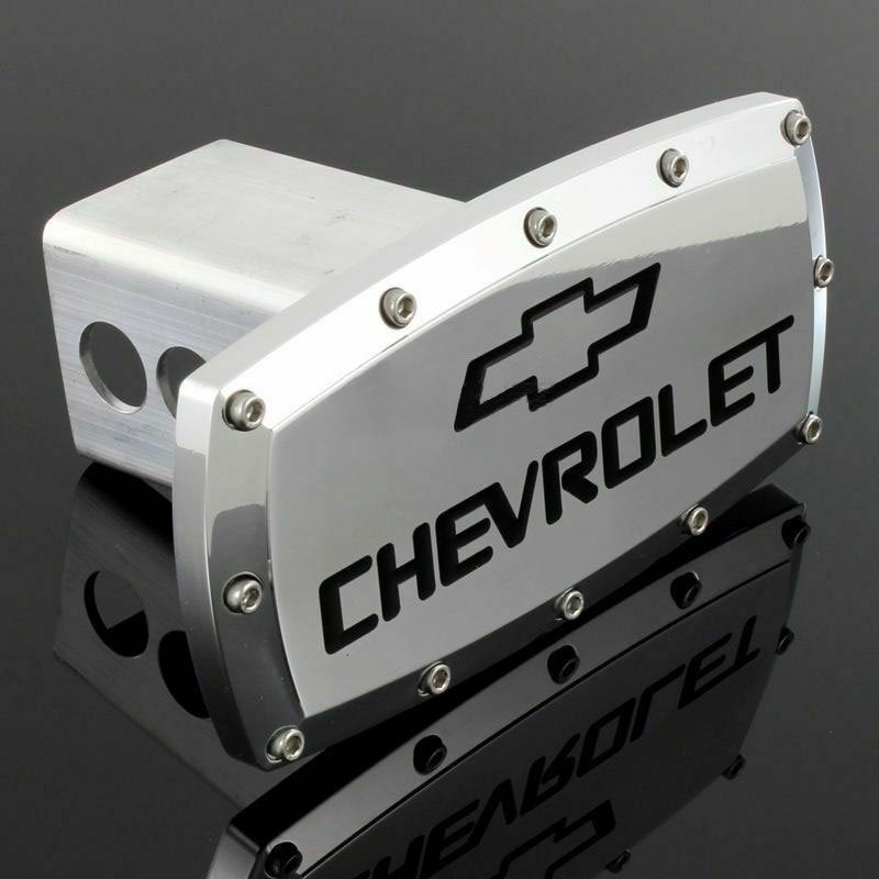 Brand New Chevrolet Silver Tow Hitch Cover Plug Cap 2" Trailer Receiver Engraved Billet Allen Bolts Official Licensed Products