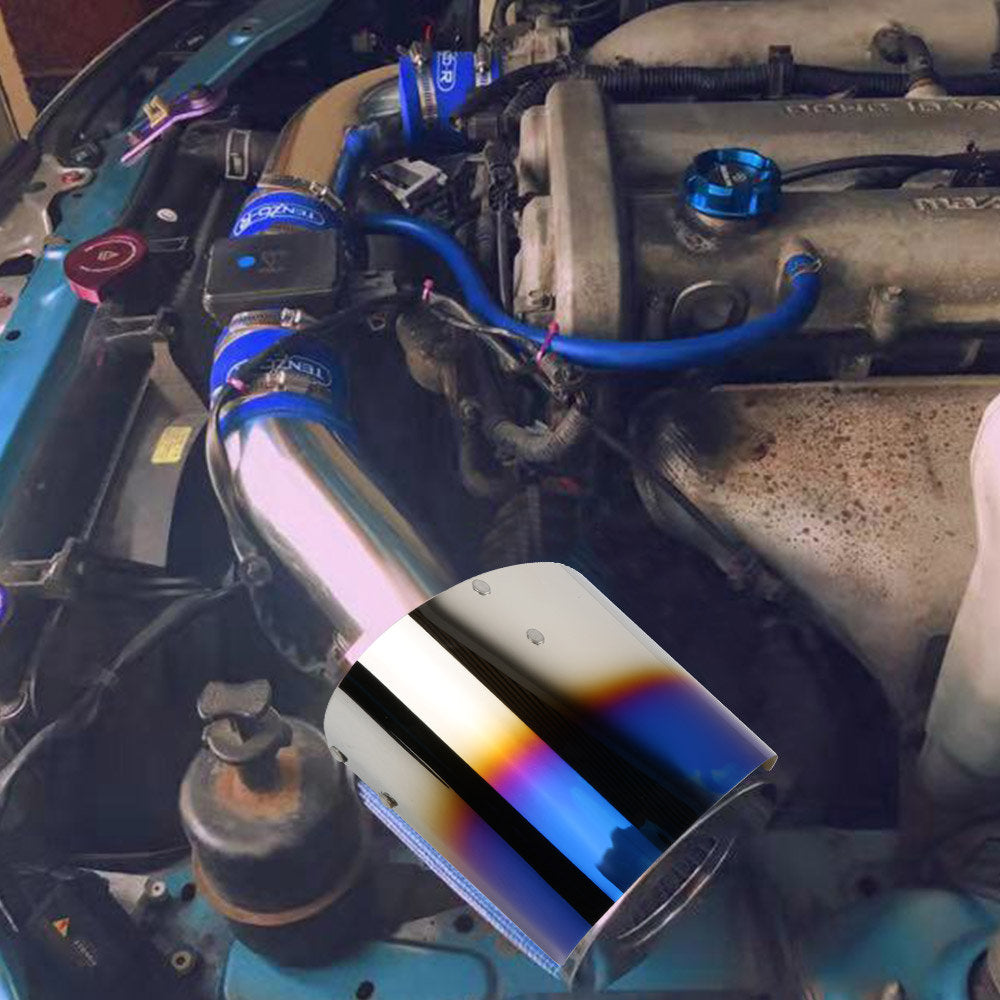 Brand New Universal Air Intake Titanium Burn Blue Filter Heat Shield Cover Stainless Steel Fits For 2.5" - 3.5"