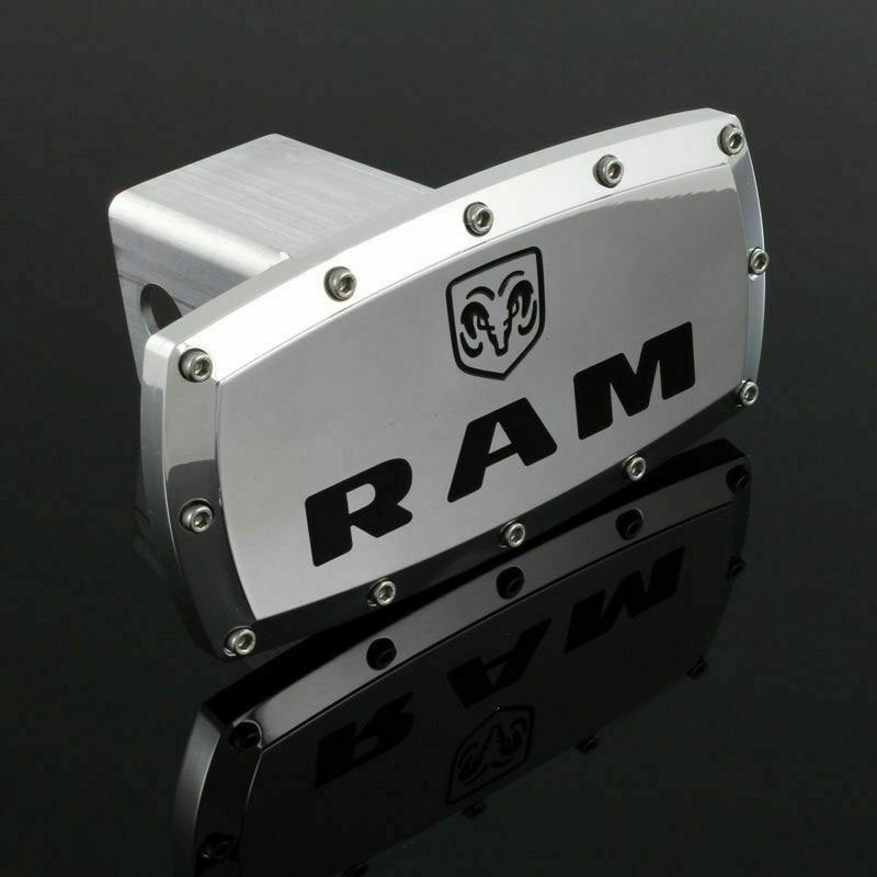 Brand New Ram Silver Tow Hitch Cover Plug Cap 2" Trailer Receiver Engraved Billet Allen Bolts Official Licensed Products