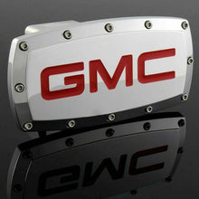 Load image into Gallery viewer, Brand New GMC Silver Tow Hitch Cover Plug Cap 2&quot; Trailer Receiver Engraved Billet Allen Bolts Official Licensed Products