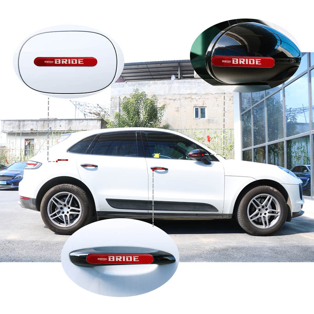 Brand New 1PCS Bride Real Carbon Fiber Car Trunk Side Fenders Door Badge Scratch Guard Sticker