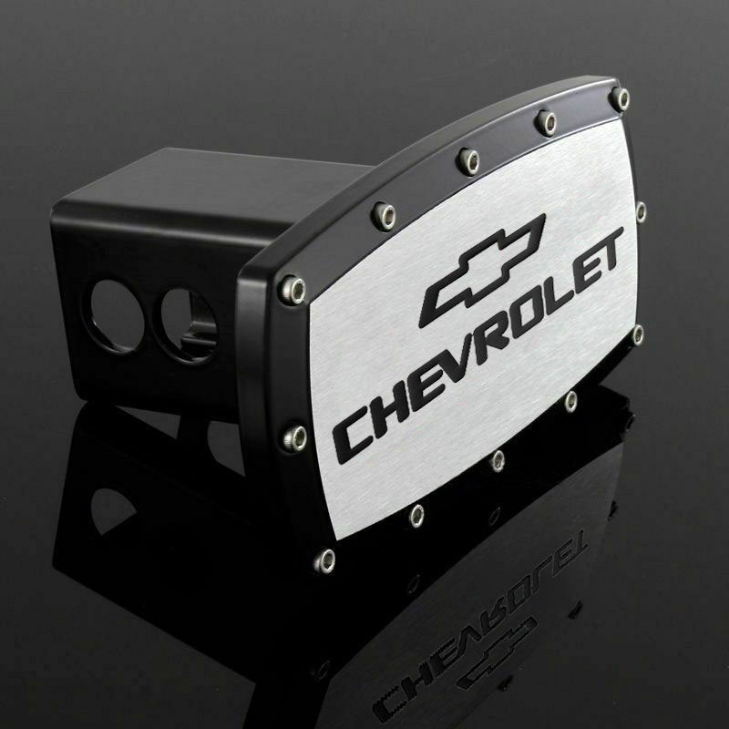 Brand New Chevrolet Black Tow Hitch Cover Plug Cap 2" Trailer Receiver Engraved Billet Allen Bolts Official Licensed Products