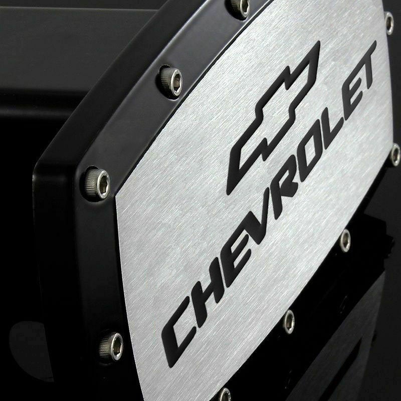 Brand New Chevrolet Black Tow Hitch Cover Plug Cap 2" Trailer Receiver Engraved Billet Allen Bolts Official Licensed Products