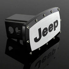 Load image into Gallery viewer, Brand New Jeep Black Tow Hitch Cover Plug Cap 2&quot; Trailer Receiver Engraved Billet Allen Bolts Official Licensed Products