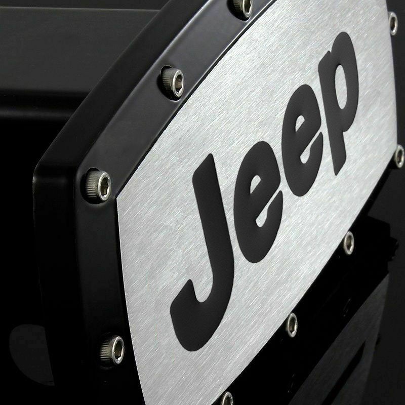 Brand New Jeep Black Tow Hitch Cover Plug Cap 2" Trailer Receiver Engraved Billet Allen Bolts Official Licensed Products