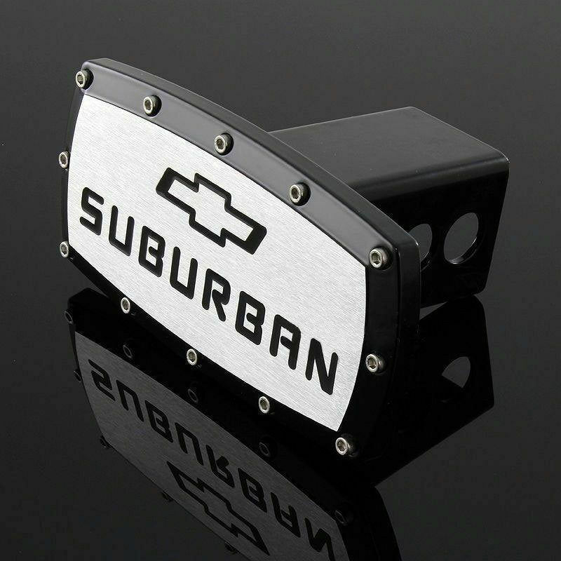 Brand New Chevrolet Suburban Black Tow Hitch Cover Plug Cap 2" Trailer Receiver Engraved Billet Allen Bolts Official Licensed Products