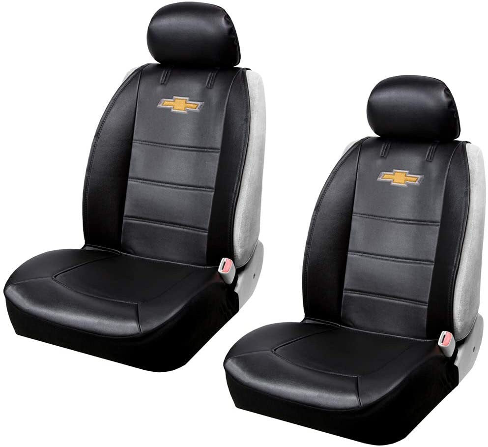 BRAND New 2PCS Universal Chevrolet Elite Synthetic Leather Car Truck Suv 2 Front Sideless Seat Covers Set + Headrest Cover Also
