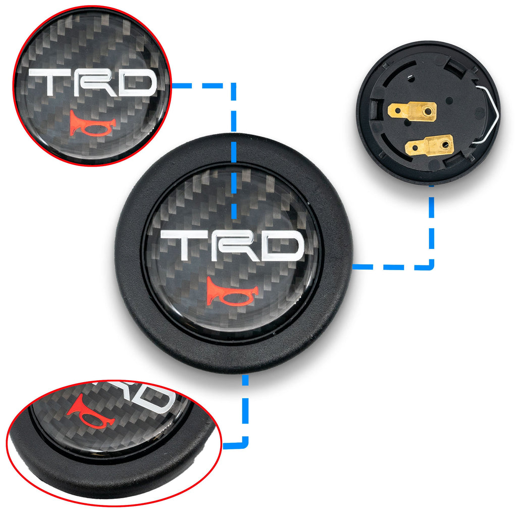Brand New Universal Jdm TRD Car Horn Button Steering Wheel Center Cap Carbon Fiber