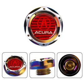Brand New Jdm Acura Burnt Blue Engine Oil Cap With Real Carbon Fiber Acura Sticker Emblem For Acura