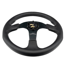 Load image into Gallery viewer, Brand New 14&quot; MUGEN Style Racing Black Stitching Leather Sport Steering Wheel w Horn Button