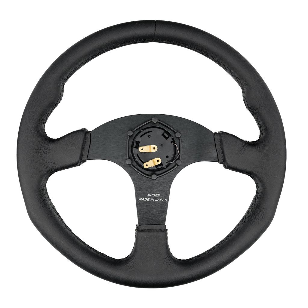 Brand New 14" MUGEN Style Racing Black Stitching Leather Sport Steering Wheel w Horn Button