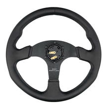 Load image into Gallery viewer, Brand New 14&quot; MUGEN Style Racing Black Stitching Leather Sport Steering Wheel w Horn Button