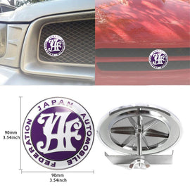 Brand New Universal Japan Automobile Federation JDM JAF Purple Emblem Badge For Toyota Front Grille