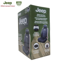 BRAND New Official License  2PCS Universal JEEP Elite Synthetic Leather Car Truck Suv 2 Front Sideless Seat Covers Set + Headrest Cover Also