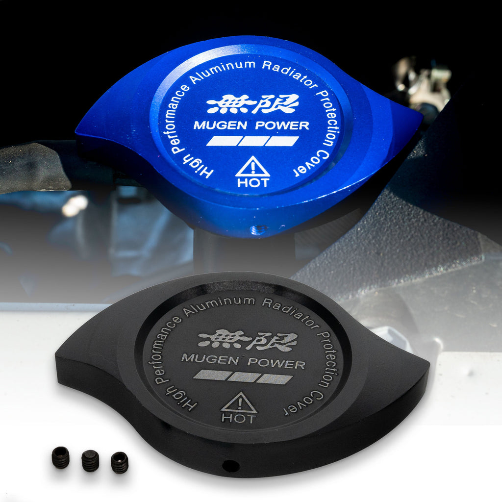 Brand New Mugen Power Black Billet Aluminum Radiator Protector Pressure Cap Cover Performance