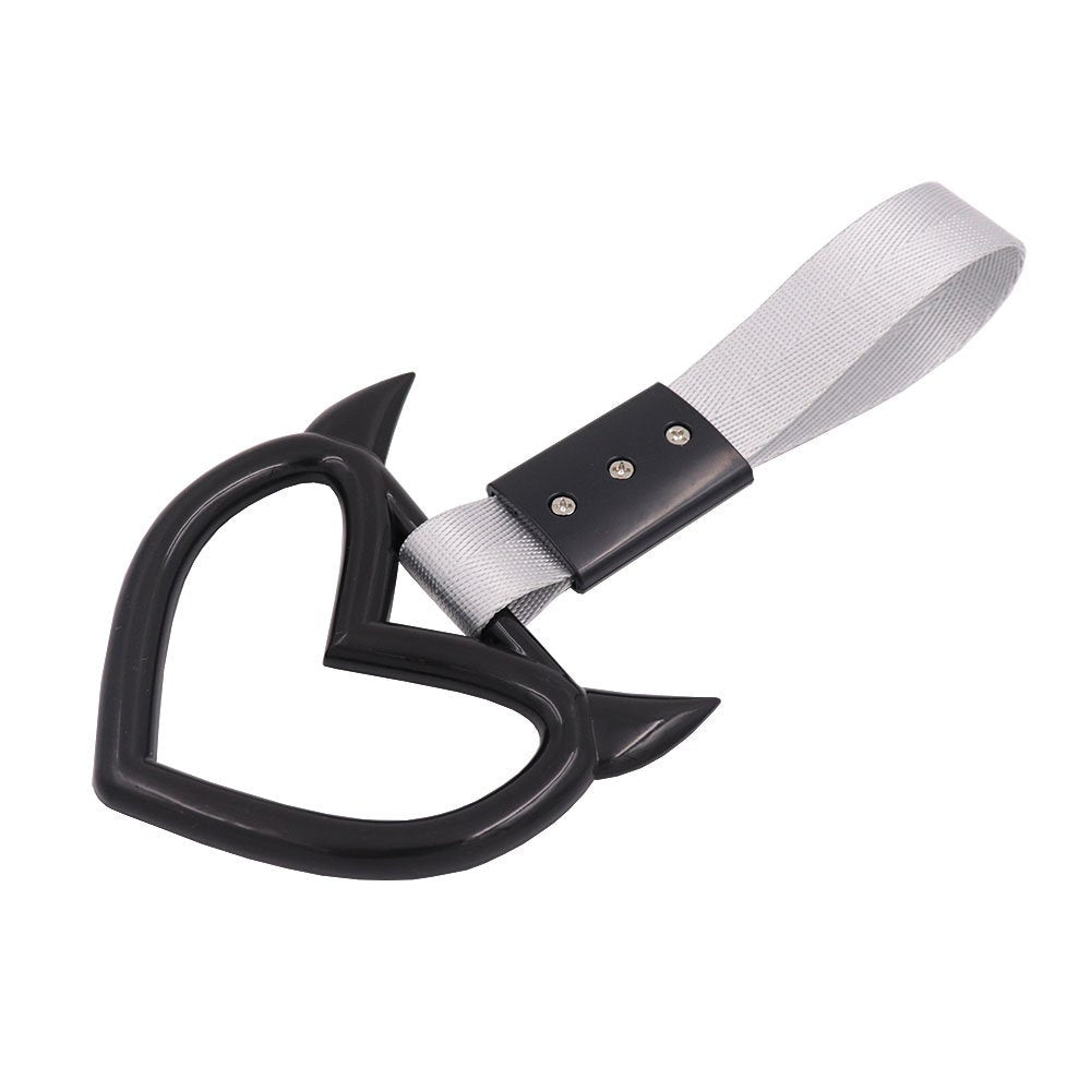 Brand New Jdm HKS Devil Demon Heart Black JDM TSURIKAWA Ring Subway Train Bus Handle Strap Charm Drift