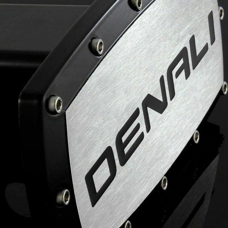Brand New Denali Black Tow Hitch Cover Plug Cap 2" Trailer Receiver Engraved Billet Allen Bolts Official Licensed Products