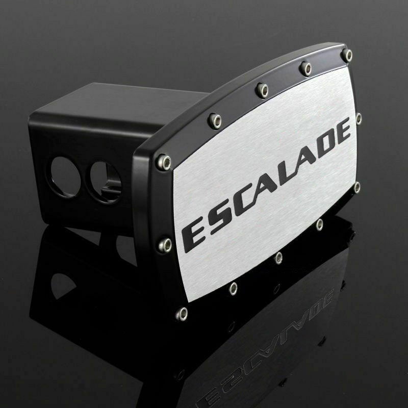 Brand New Escalade Black Tow Hitch Cover Plug Cap 2" Trailer Receiver Engraved Billet Allen Bolts Official Licensed Products