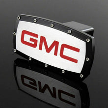 Load image into Gallery viewer, Brand New GMC Black Tow Hitch Cover Plug Cap 2&quot; Trailer Receiver Engraved Billet Allen Bolts Official Licensed Products