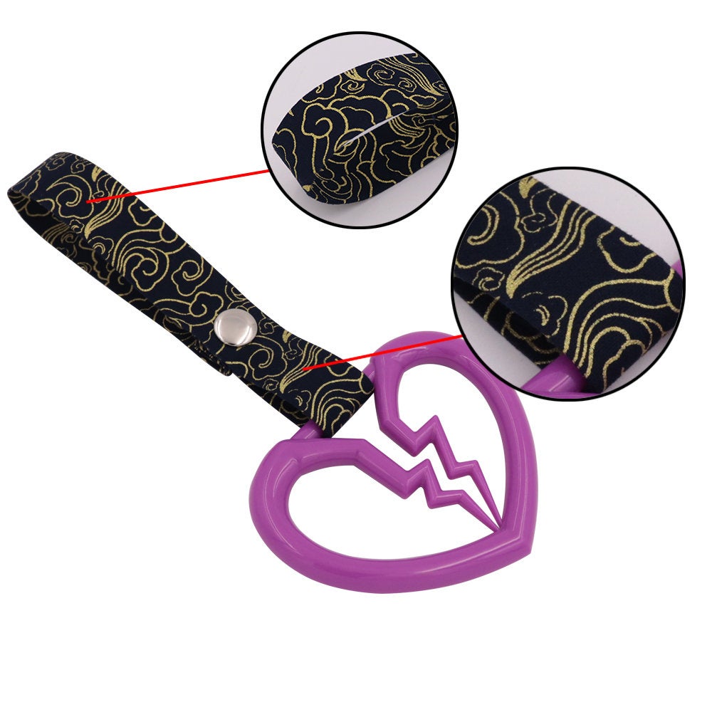 Brand New Broken Heart Shape Purple JDM TSURIKAWA Ring Subway Train Bus Handle Strap Charm Drift