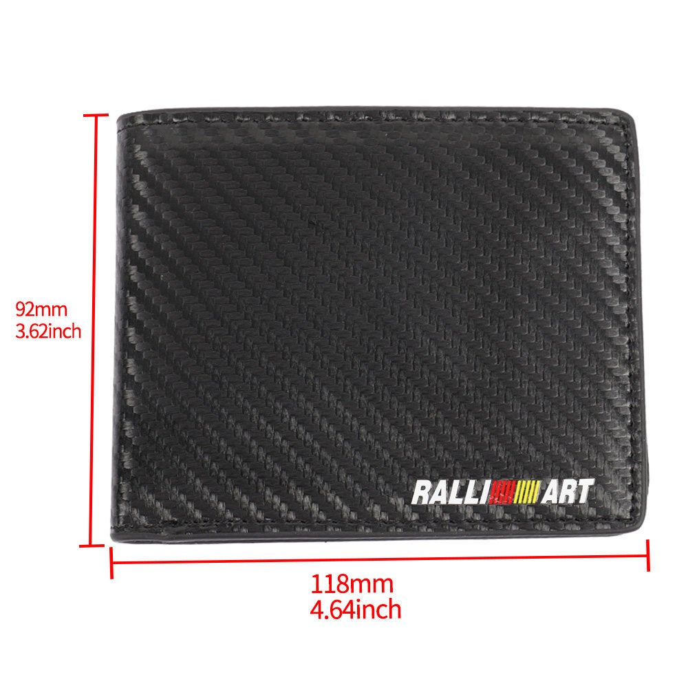 Brand New Ralliart Men's Carbon Fiber Leather Bifold Credit Card ID Holder Wallet US