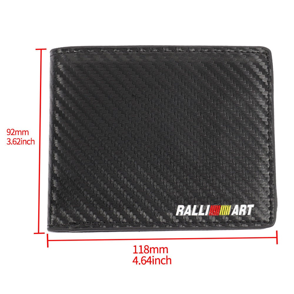Brand New Ralliart Men's Carbon Fiber Leather Bifold Credit Card ID Holder Wallet US
