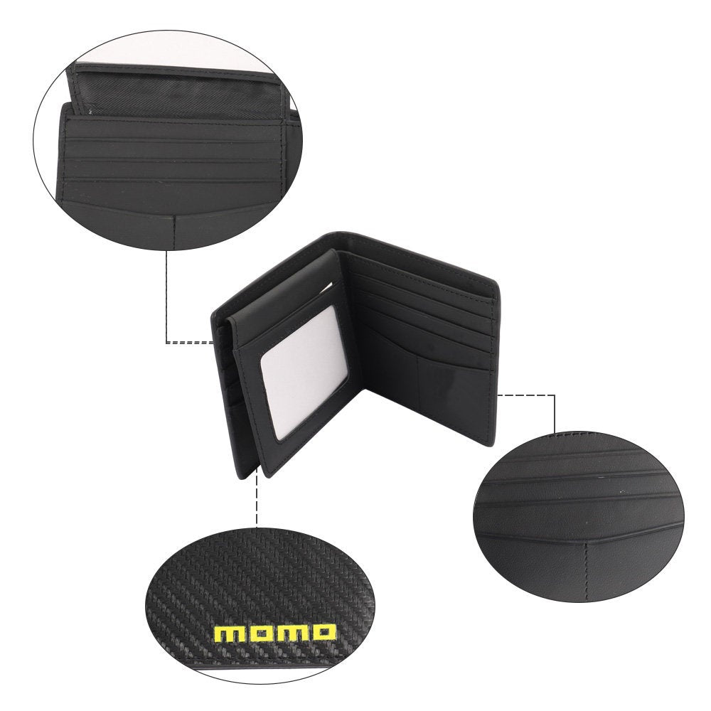 Brand New Momo Men's Carbon Fiber Leather Bifold Credit Card ID Holder Wallet US