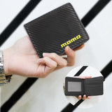 Brand New Momo Men's Carbon Fiber Leather Bifold Credit Card ID Holder Wallet US