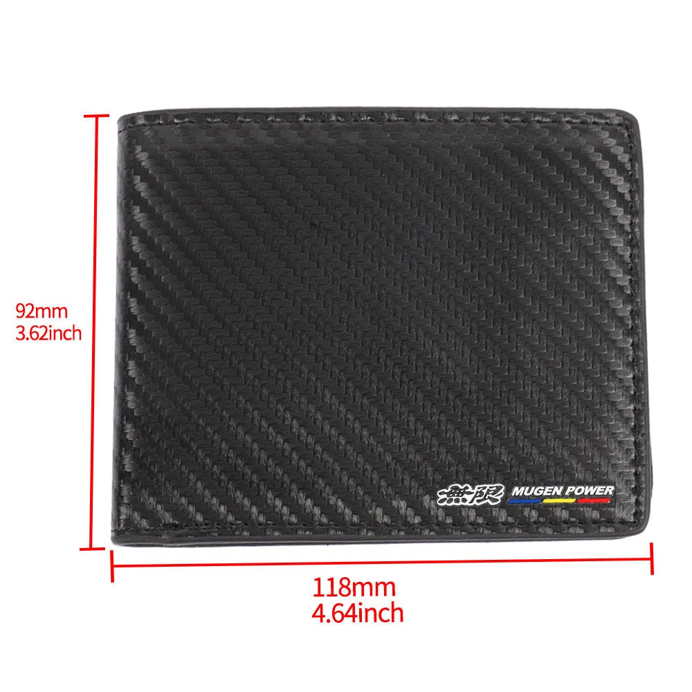 Brand New Mugen Power Men's Carbon Fiber Leather Bifold Credit Card ID Holder Wallet US