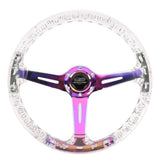 Brand New Universal Mugen 6-Hole 350mm Deep Dish Vip Clear Crystal Bubble Neo Spoke STEERING WHEEL