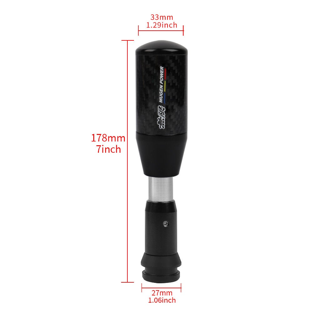 Brand New Universal Mugen Black Carbon Fiber Automatic Gear Shift Knob Shifter Lever Head
