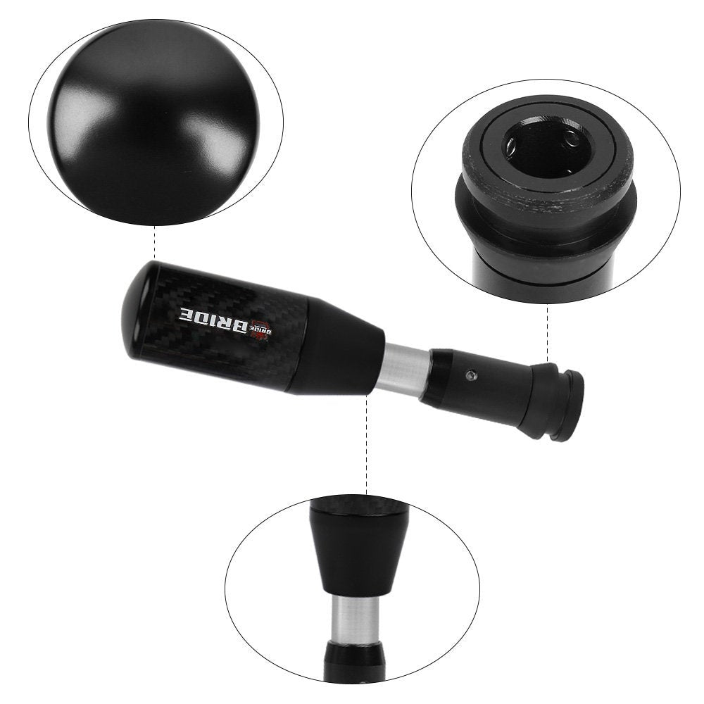 Brand New Universal Bride Black Carbon Fiber Automatic Gear Shift Knob Shifter Lever Head