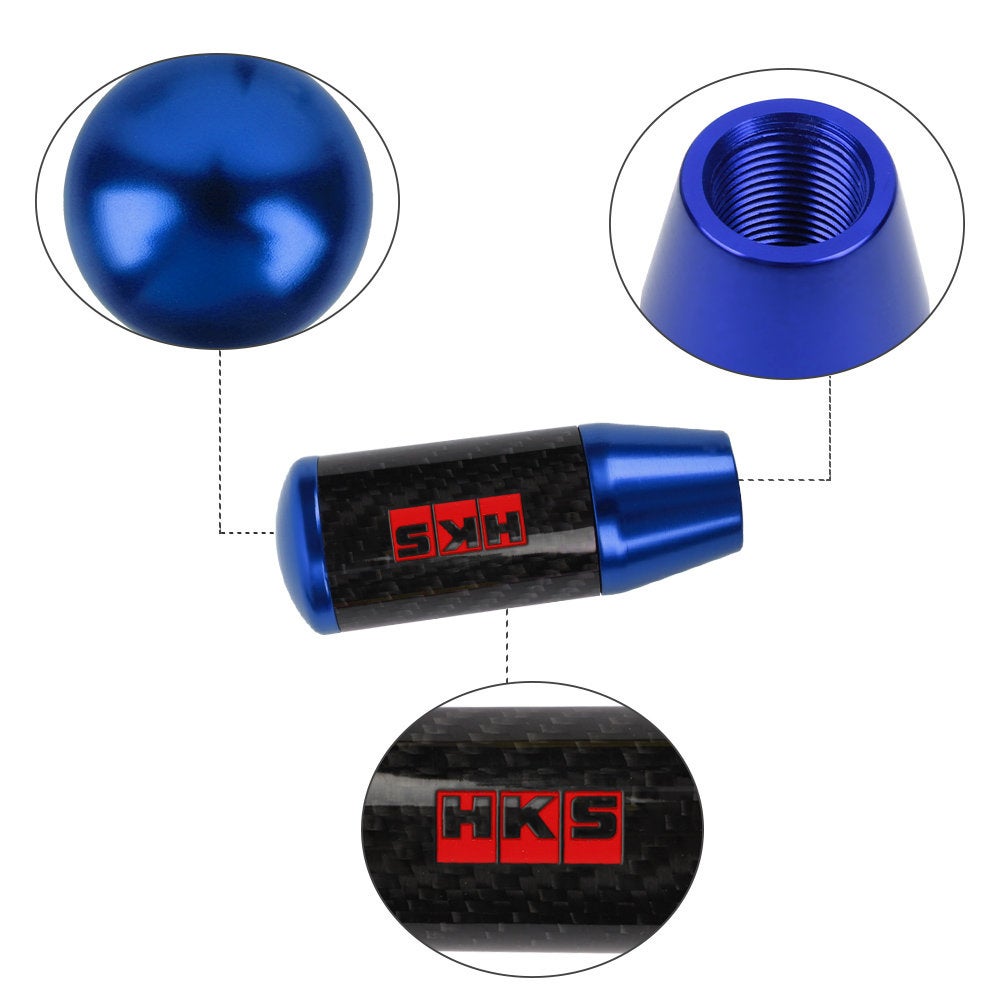 Brand New Universal HKS Blue Carbon Fiber Manual Gear Stick Shift Knob Lever Shifter M12 M10 M8