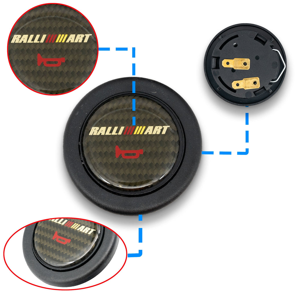 Brand New Universal Jdm Ralliart Car Horn Button Steering Wheel Center Cap Carbon Fiber