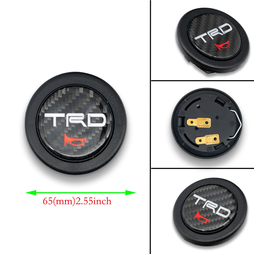 Brand New Universal Jdm TRD Car Horn Button Steering Wheel Center Cap Carbon Fiber