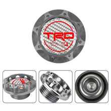 Load image into Gallery viewer, Brand New Jdm TRD Real Carbon Fiber Sticker with ALUMNIUM Gray Billet Engine Oil FILLER Cap